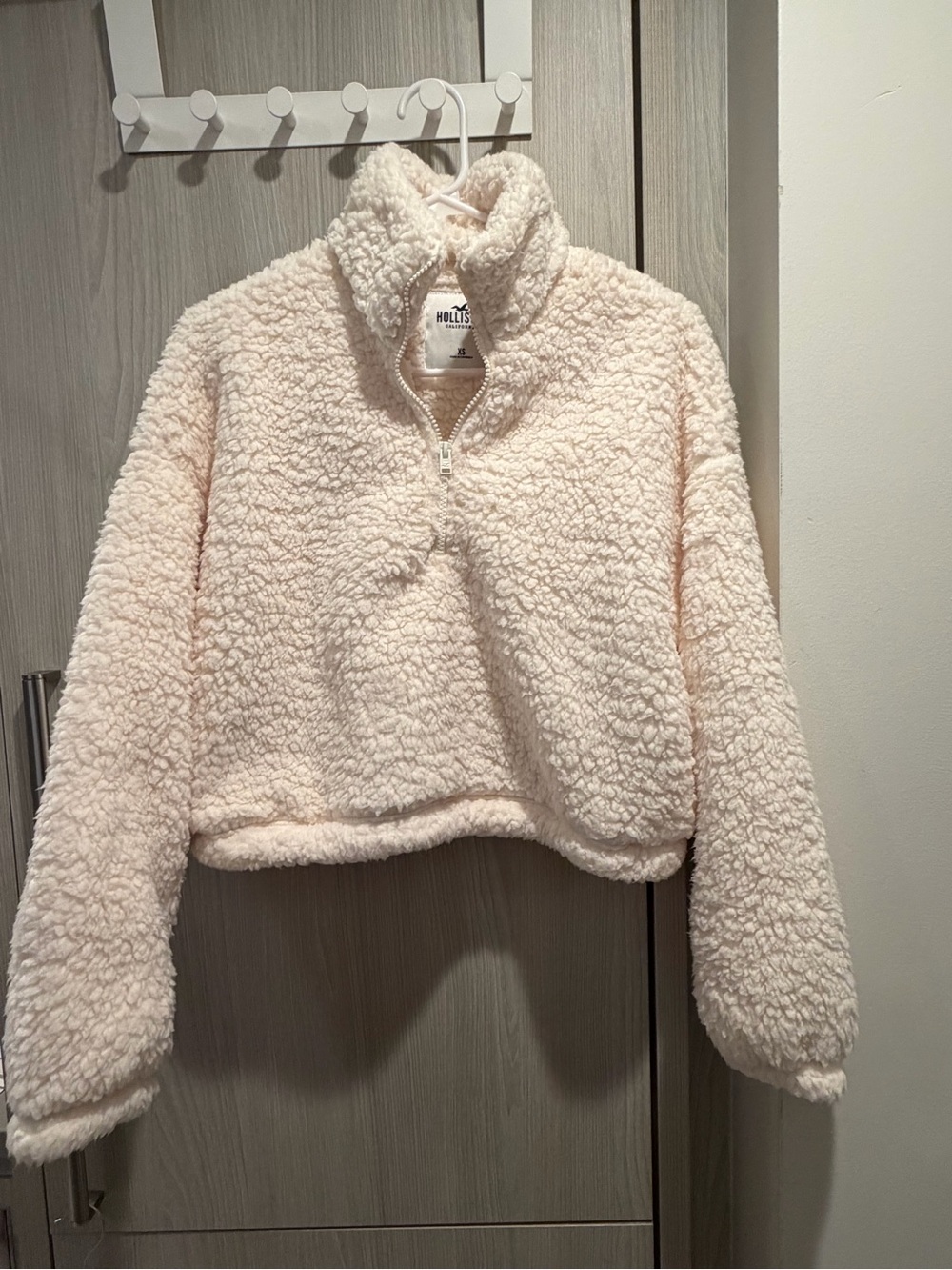 Brand New Hollister Cream Sherpa Half-Zip Pullover Sweatshirt Size XS